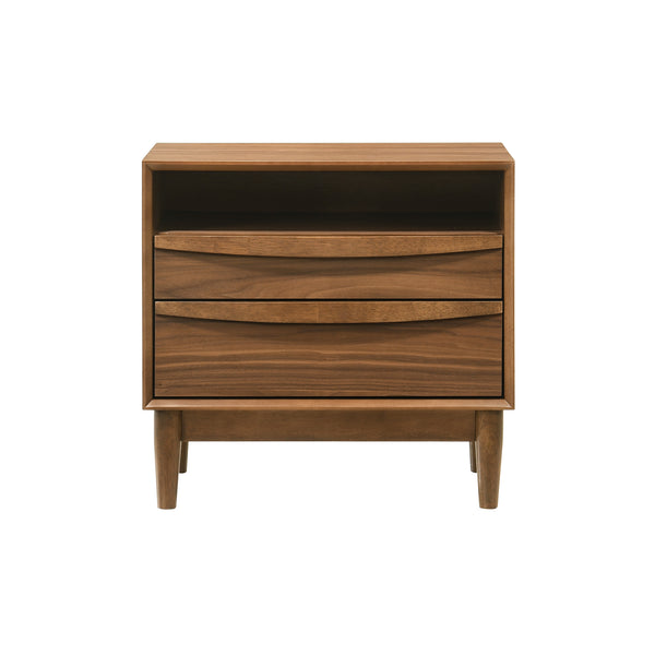 Armen Living Artemio 2 Drawer Wood Nightstand With Shelf