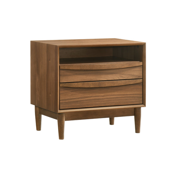 Armen Living Artemio 2 Drawer Wood Nightstand With Shelf