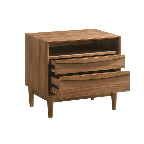 Armen Living Artemio 2 Drawer Wood Nightstand With Shelf