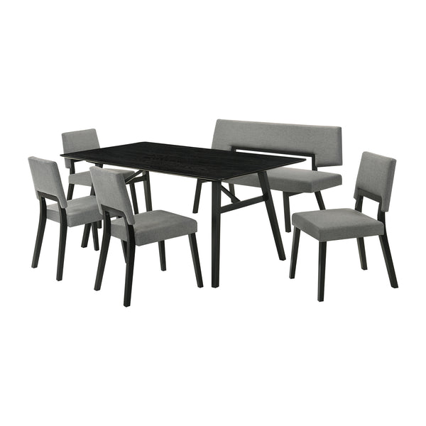 Armen Living Channell 6 Piece Wood Dining Table Set With Bench