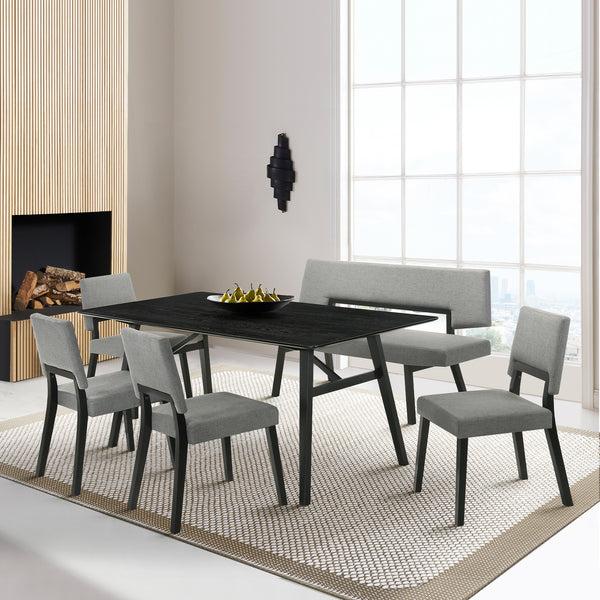 armen living Channell 6 Piece Wood Dining Table Set with Bench