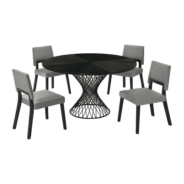 Armen Living Cirque Channell 5 Piece Wood Dining Table Set