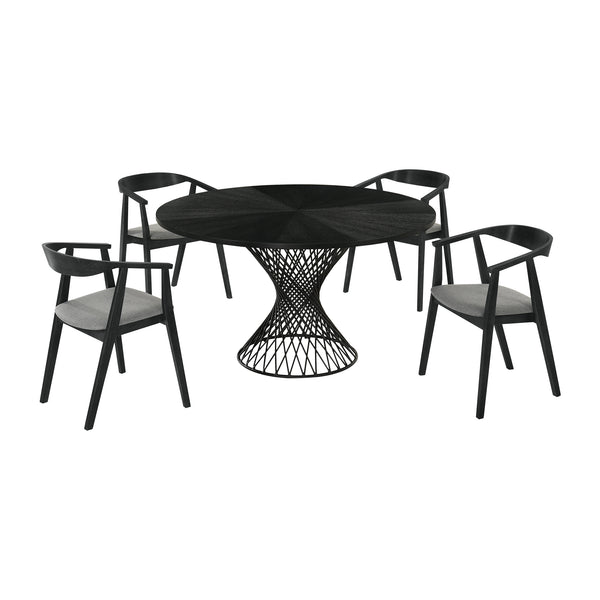 Armen Living Cirque Santana 5 Piece Wood Dining Table Set