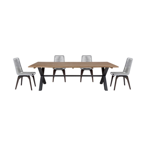 Armen Living Glendora And Island 5-Piece Outdoor Dining Set