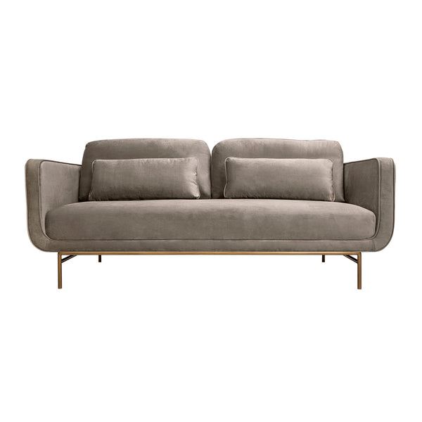 Armen Living Lilou 77" Fabric Sofa With Antique Brass Metal Legs