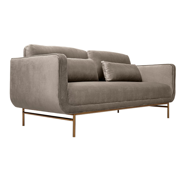 Armen Living Lilou 77" Fabric Sofa With Antique Brass Metal Legs