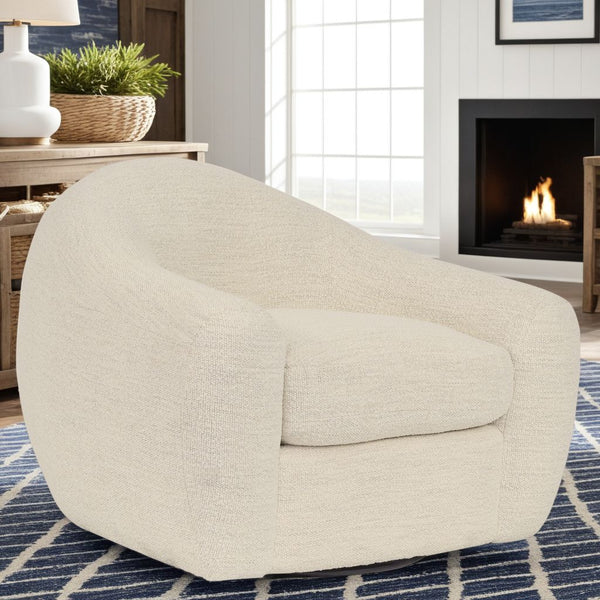 armen living Molly Upholstered Swivel Accent Chair in Pearl