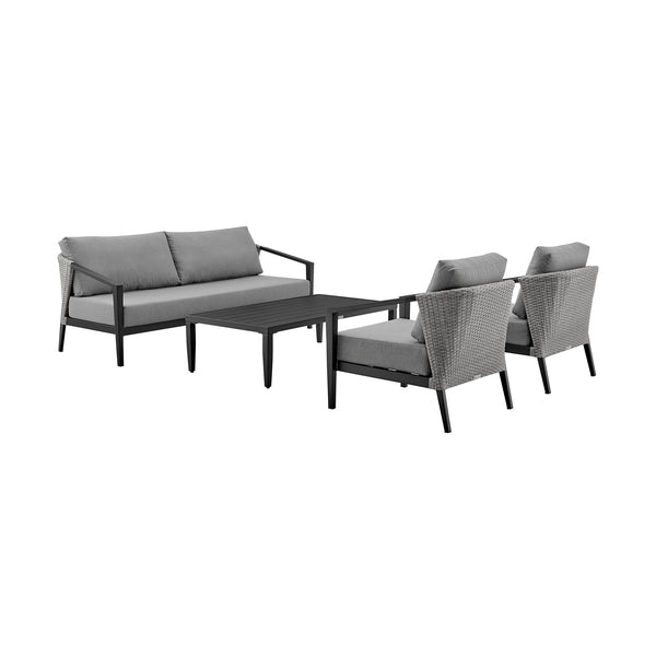 Armen Living Palma Outdoor Patio 4-Piece Lounge Set