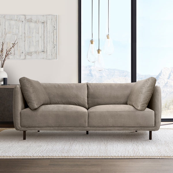 armen living Serenity 79" Fabric Sofa with Black Metal Legs