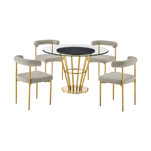 Armen Living Veronica Shannon 5 Piece Dining Table Set