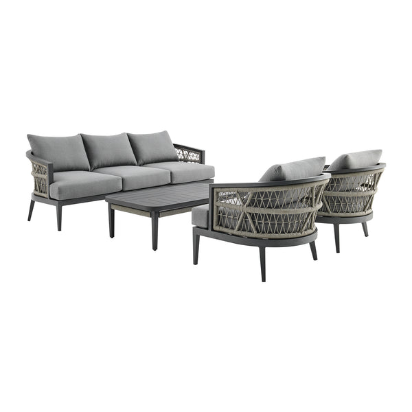Armen Living Zella 4-Piece Outdoor Conversation Set