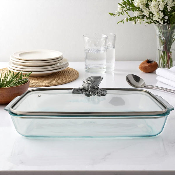 Arthur Court Acorn Lid With Pyrex 3 Quart Baking Dish
