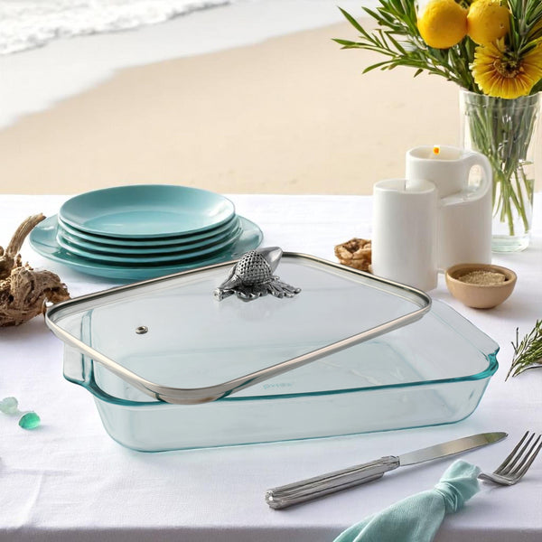 Arthur Court Acorn Lid With Pyrex 3 Quart Baking Dish