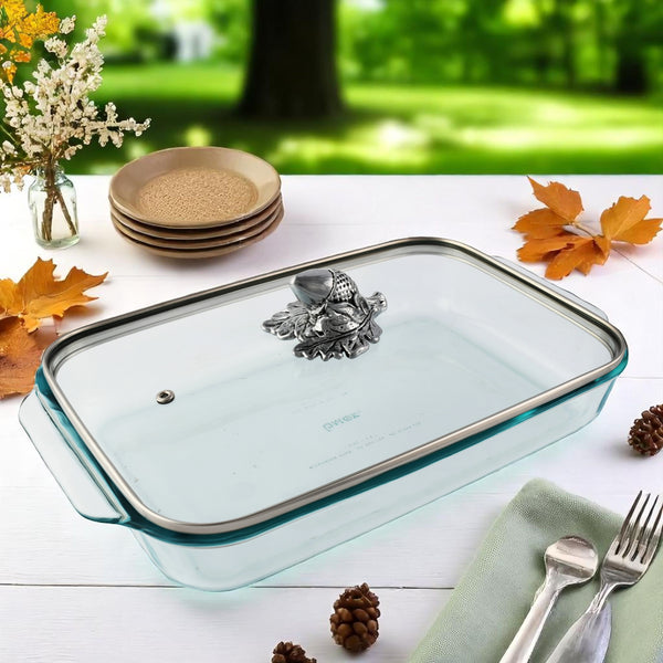 Arthur Court Acorn Lid With Pyrex 3 Quart Baking Dish