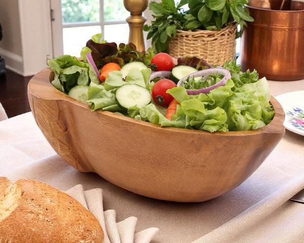 Arthur Court Acorn Shape Acacia Wood Salad Bowl Large