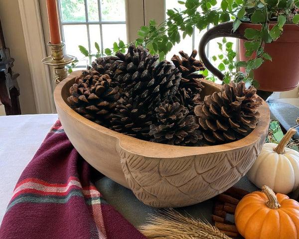 Arthur Court Acorn Shape Acacia Wood Salad Bowl Large