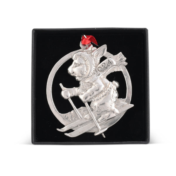 Arthur Court 2024 Bunny Alpine Skiing Ornament