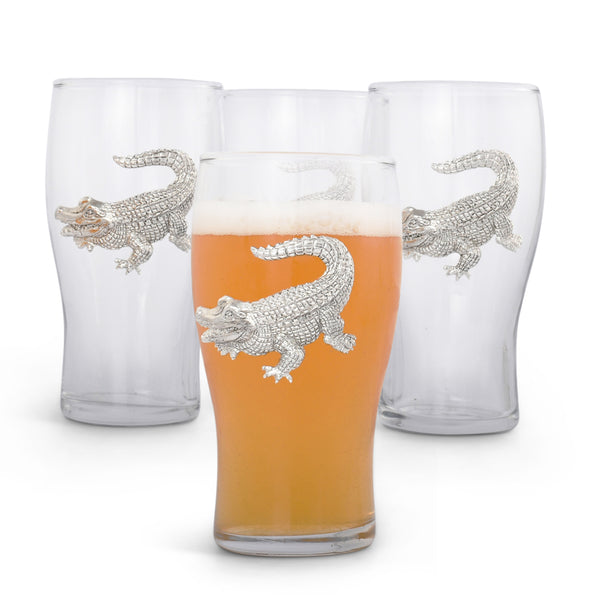 Arthur Court Alligator Beer Pint Glasses - Set Of 4
