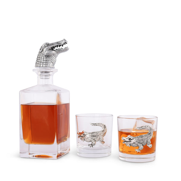 arthur court Alligator Decanter Set with Glasses
