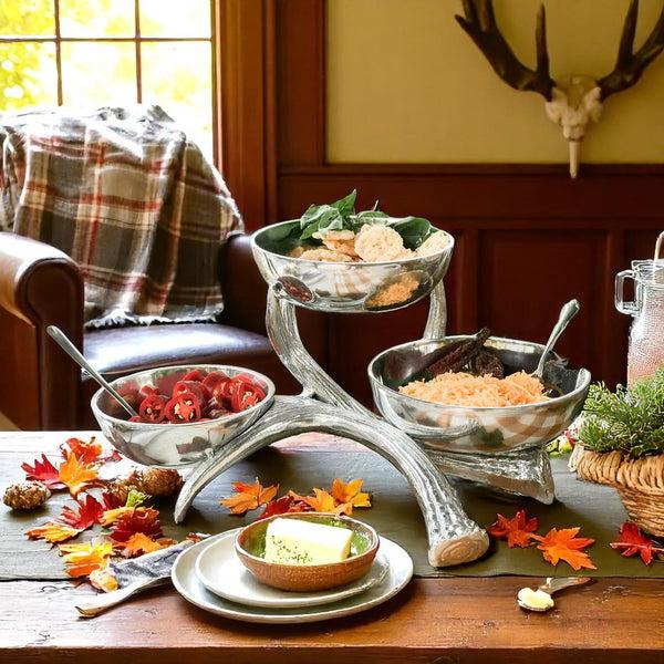 Arthur Court Antler 3-Tiered Bowl