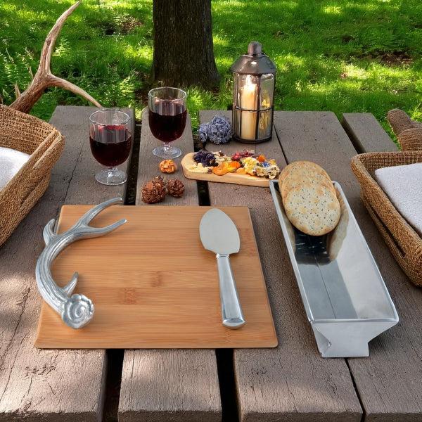 Arthur Court Antler Bamboo Cheese Set