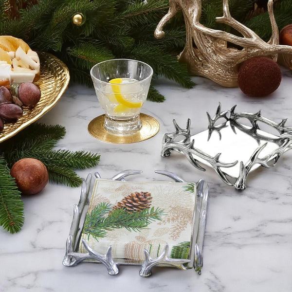 Arthur Court Antler Cocktail Napkin Box