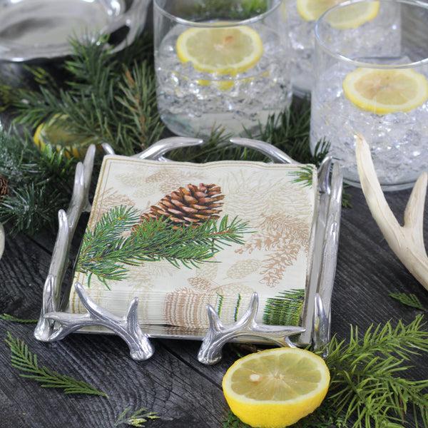 Arthur Court Antler Cocktail Napkin Box