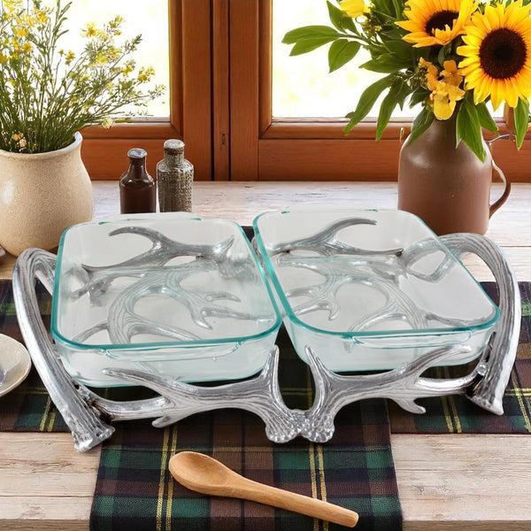 Arthur Court Antler Pyrex Holder Double 2qt