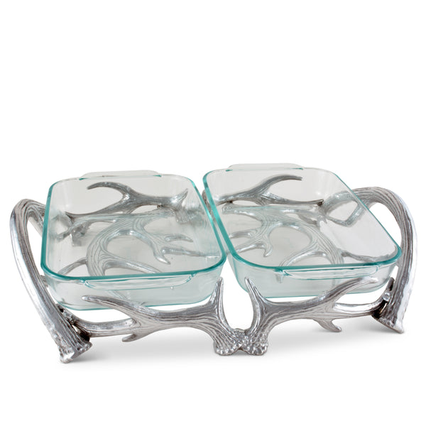 arthur court Antler Pyrex Holder Double 2qt