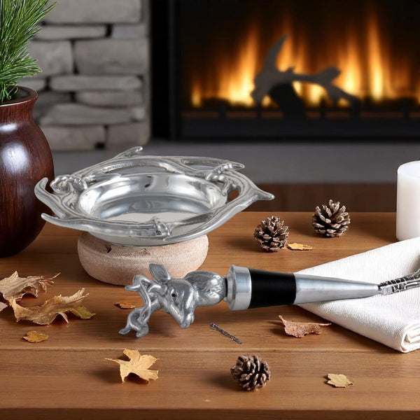 Arthur Court Antler Wine Coaster And Stopper Set