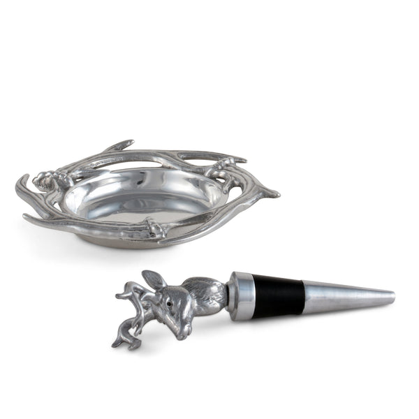 arthur court Antler Wine Coaster and Stopper Set