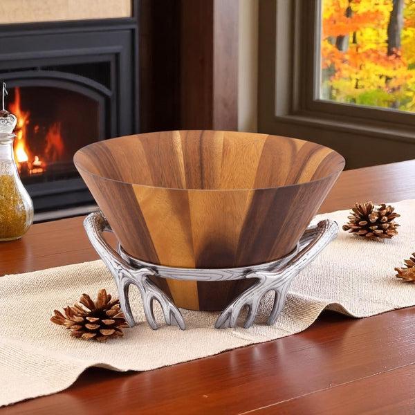 Arthur Court Antler Wood Salad Bowl