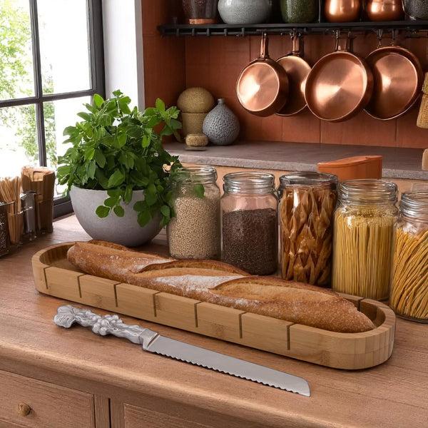 Arthur Court Baguette Board With Grape Bread Knife