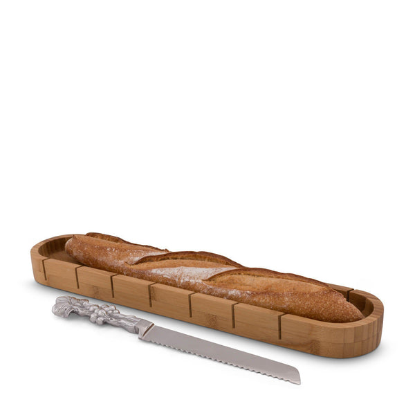 arthur court Baguette Board with Grape Bread Knife