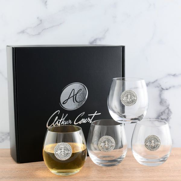 Arthur Court Bee Stemless Wine Glasses - Set Of 4