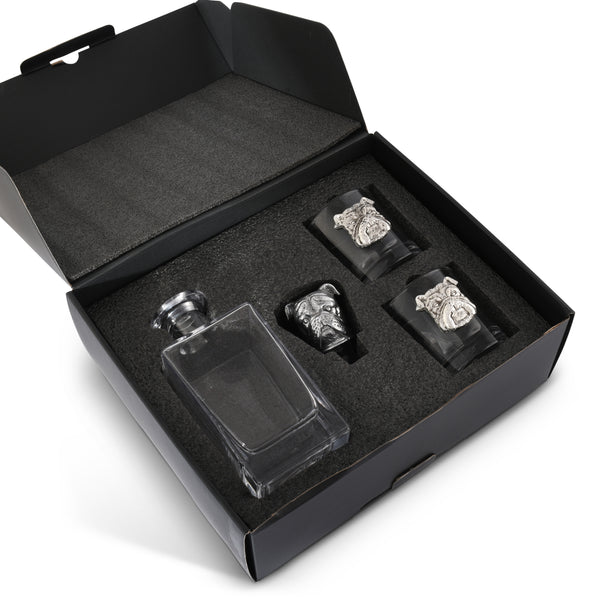 Arthur Court Bulldog Decanter Set With Glasses