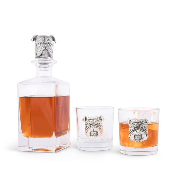 arthur court Bulldog Decanter Set with Glasses