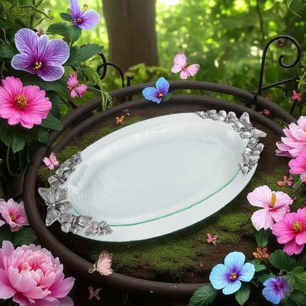 Arthur Court Butterfly Glass Platter