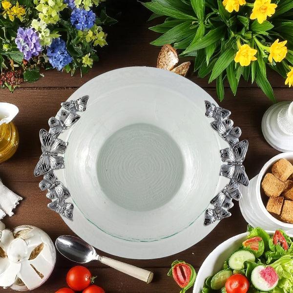 Arthur Court Butterfly Glass Salad Bowl