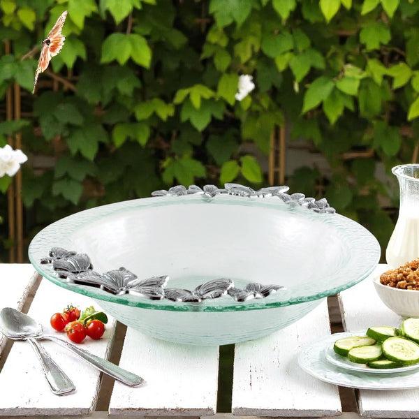 Arthur Court Butterfly Glass Salad Bowl