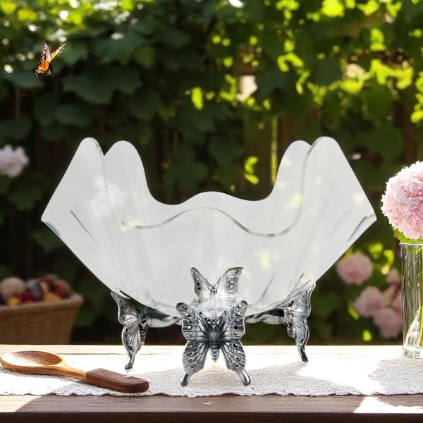 Arthur Court Butterfly Stand Acrylic Bowl 14