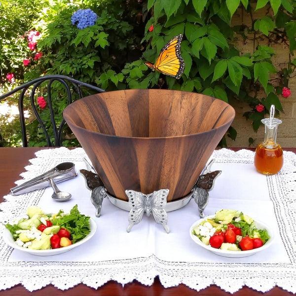 Arthur Court Butterfly Wood Tall Salad Bowl