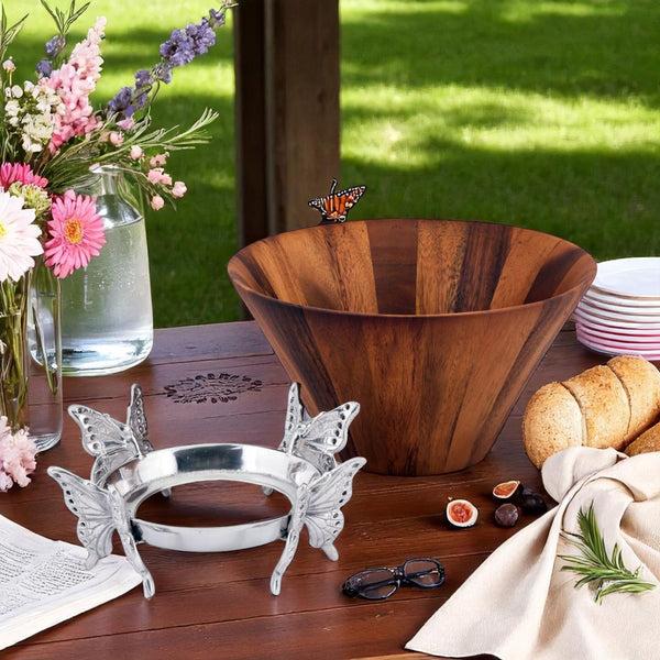 Arthur Court Butterfly Wood Tall Salad Bowl