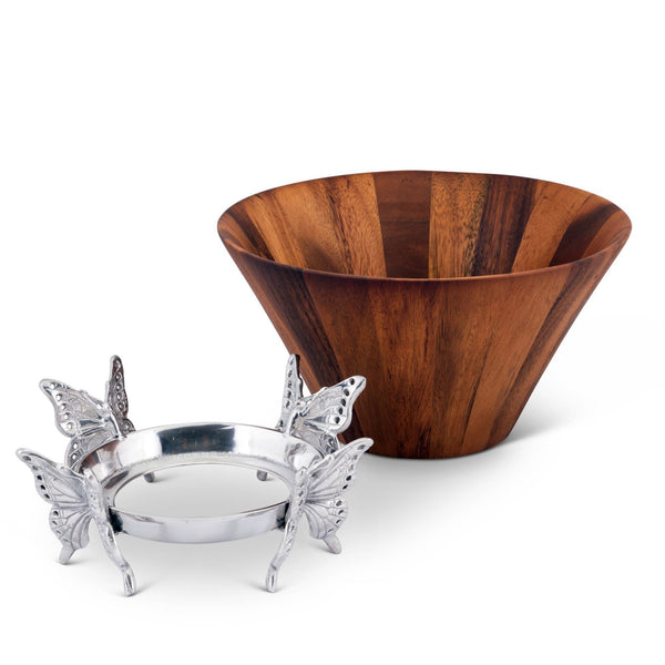 Arthur Court Butterfly Wood Tall Salad Bowl