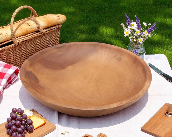 Arthur Court Calabash Round Acacia Wood Salad Bowl