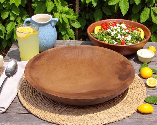 Arthur Court Calabash Round Acacia Wood Salad Bowl