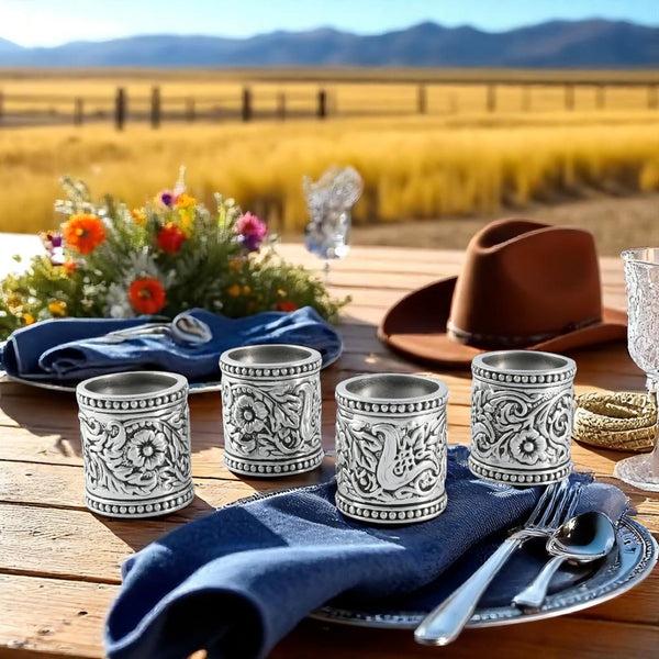 Arthur Court Concho Pattern Napkin Rings Set Of 4