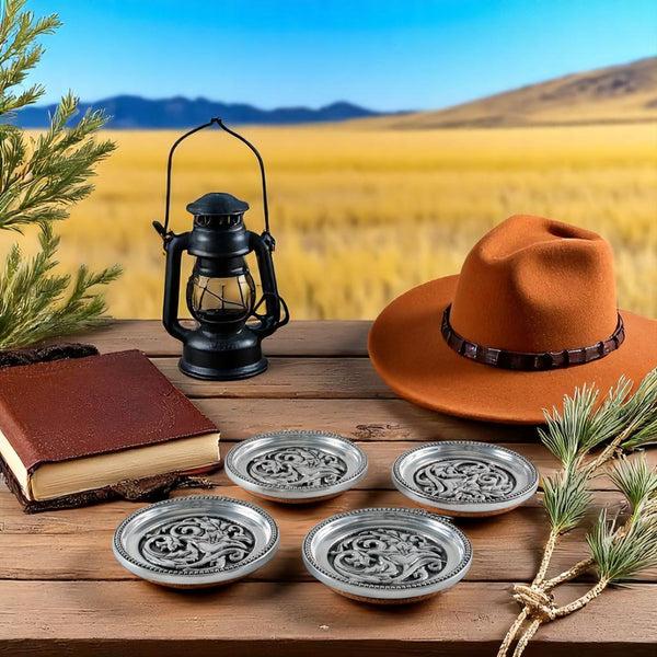 Arthur Court Concho Western Drink Coaster Set Of 4