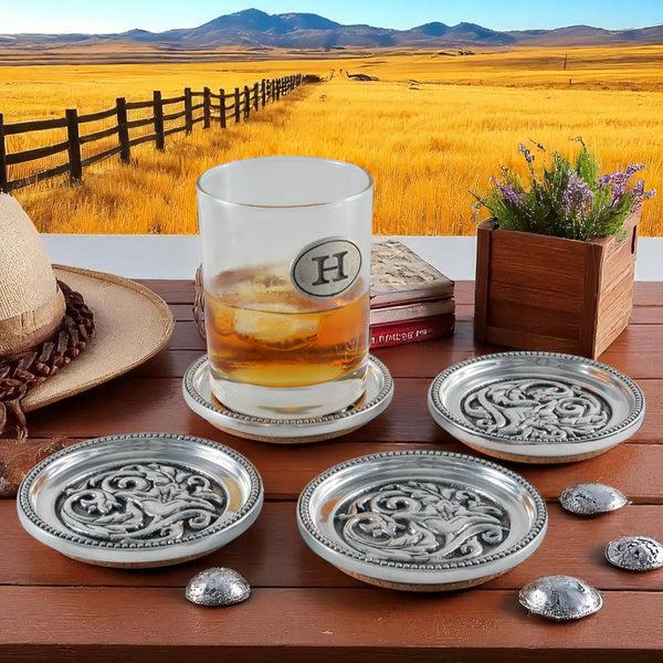Arthur Court Concho Western Drink Coaster Set Of 4