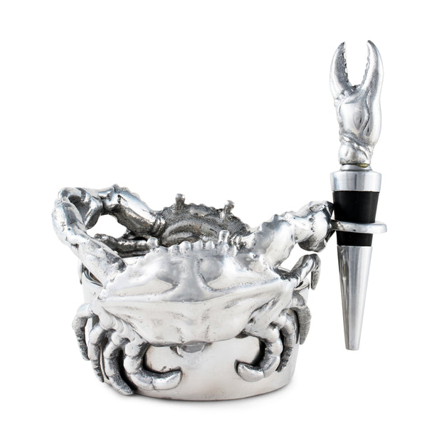 arthur court Crab Wine Caddy and Stopper Set